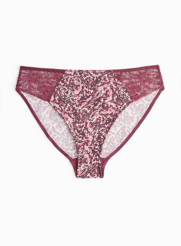 Burgundy Printed Lace High Leg Knickers 8